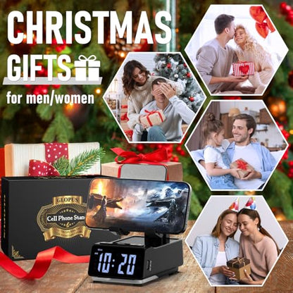 Cell Phone Stand with Wireless Bluetooth Speaker, HD Stereo Sound, Foldable - color: Dark