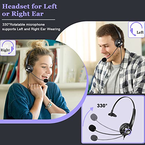 Callez RJ9 Telephone Headset for Yealink Grandstream Avaya Panasonic Snom | Office Phone Headset with Noise Cancelling Microphone, Work for Yealink T31P T33G T46U T54W T57W Grandstream GRP2612 2613