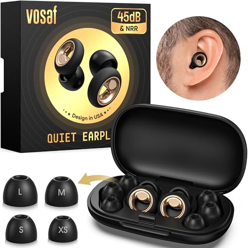 Ear Plugs for Sleeping, 45dB Silicone Ear Plugs for Noise Reduction, Reusable Sleeping Noise Cancelling Earplugs for Snoring, Concert & Shooting Ear Protection with 6 Eartips(Black)