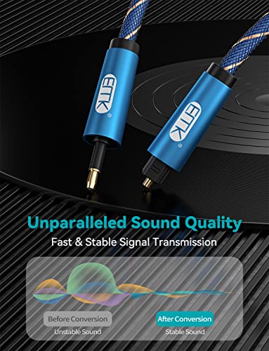 EMK 26ft/8m Toslink to Mini Toslink Digital Optical Audio Cable - Fiber Optic, S/PDIF, Home Theater, Sound Bar, TV, PS4, Xbox, MacBook Compatible - size: 26ft/8m