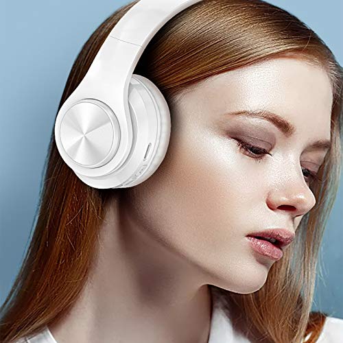Kids Bluetooth Over Ear Headphones with LED Lights, White | Built-in Mic, Bluetooth 5.0, Wired and Wireless Foldable Stereo Headphones for Classroom, Office, Tablet, Airplane,Travel - color: White