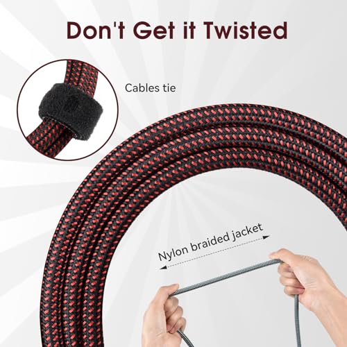 OTraki 10ft Guitar Cable 2 Pack Electric Guitar Chord Instrument Cable Quarter Inch L Shaped Guitar Cable Straight to Right Angle Gold Plated Plug for Bass Amp Keyboard Red & Green | 1/4 Inch L Shaped Guitar Cable Straight to Right Angle Gold Plated Plug