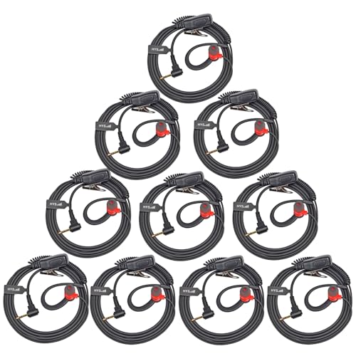 HYS 1 Wire T465 T800 T600 G Shape Walkie Talkie Earpiece with Mic PTT | 10pcs Earphone, 2-way Radio Earhook In-ear Headset for Motorola Talkabout T260TP T200TP T402 FRS&GMRS Two-Way Radio, - size: 10PCS