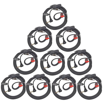 HYS 1 Wire T465 T800 T600 G Shape Walkie Talkie Earpiece with Mic PTT | 10pcs Earphone, 2-way Radio Earhook In-ear Headset for Motorola Talkabout T260TP T200TP T402 FRS&GMRS Two-Way Radio, - size: 10PCS
