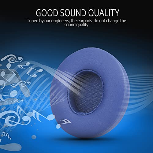 Krone Kalpasmos Earpad Replacement for Beats Solo 2 & 3 Wireless/Wired Headphone, Ear Cushion Premium Protein Leather Memory Foam with Kits, Superb Comfortable Easy to Install – Blue - color: Blue