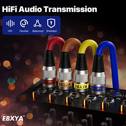 EBXYA XLR Cable 15ft 4 Pack - 3 Pin Balanced Male to Female Mic Cable - color: 4 Colors, size: 15 feet