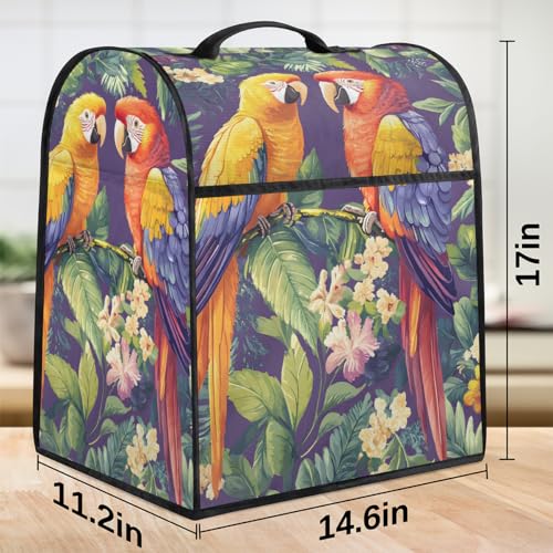 Tropical Tree Flower Parrot Kitchen Aid Mixer Cover - 6-8 Quarts Compatible Stand Mixer Dust Cover - Zipper Pocket Organizer Bag - color: Bird