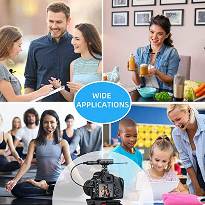 HOTEC Replacement Lapel Microphone with 3.5mm Locking Screw Plug, Unidirectional Mic Replacement Compatible Wireless Bodypack Microphone System