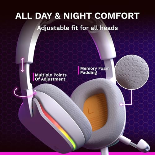 GLORIOUS GHS Eternal RGB - Stereo RGB Gaming Headset for PC, PS5, PS4, Switch - Custom Tuned Angled Drivers, Adjustable Crystal Clear Detachable Mic, USB-C - Durable, All Day/Night Comfort - White - color: White RGB