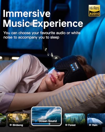 Perytong Sleep Mask with Bluetooth 5.4 Headphones, Wireless Music Sleep Eye Mask for Side Sleepers, 3D Contoured Comfort & Built-in HD Stereo Earphones, Blackout for Travel (Carbon Black) - color: Carbon Black
