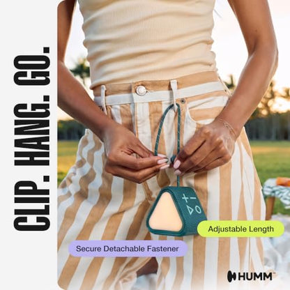 HUMM GLO Compact Waterproof & Dustproof Portable Bluetooth Speaker, Black | Features Ambient LED Lights & Hanging Strap, Stereo Pairing, Up to 18 Hours Playtime, Perfect for Travel, Bike & Beach - color: Green