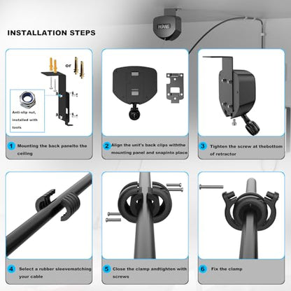 EV Charger Cable Retractor Ceiling Mount, 11.5ft Self-Locking | Retractable Cord Reel for EV Charging Cables, Automatic Cable Organizer Compatible with Most Electric Vehicles