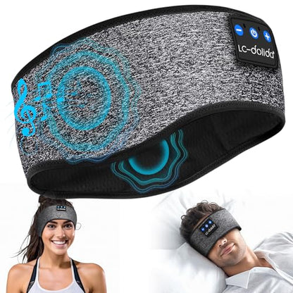 LC-dolida Sleep Headphones Bluetooth Headband, Wireless Headband with HD Speakers, Headphones Wireless for Side Sleepers, Sport, Yoga, Travel, Gifts for Mom, Men, Women, Teens, Kids - color: Gray