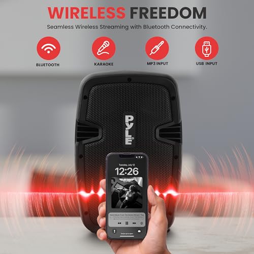 Pyle Active + Passive PA Systems - Dual 8inch 700 Watt Max Power Output Speaker with Microphone, Bluetooth Wireless Streaming, MP3/USB/SD/AUX Readers, Speaker Stands- Pyle PPHP849KT - size: 8 in