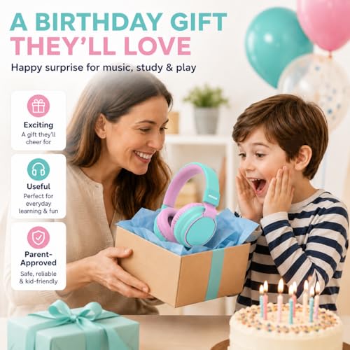 Kids Bluetooth Headphones Wireless 68 Hours,Safe Volume Limit 85/94dB | Adjustable Headband Foldable Over-Ear Lightweight Headsets for Toddler Girls Boys Tablet/iPad,HD Stereo,Built-in Mic,Cyan - color: Cyan