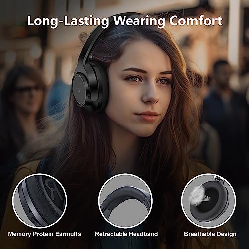 Wireless Headphones Over Ear, 70H Playtime Headphone Wireless Bluetooth 5.1,3EQ Modes & HiFi Stereo Bluetooth Headset with Deep Bass, Foldable Lightweight Headphones with Microphone for Travel/Work
