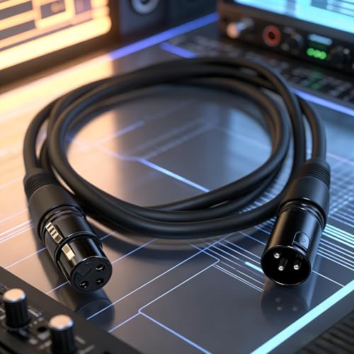 XLR Cables,Durable Male to Female Microphone Cable with Nickel-Plated 3-Pin for Studio & Live Sound & Speaker Systems & More (Black, 3FT) - size: 3 FT