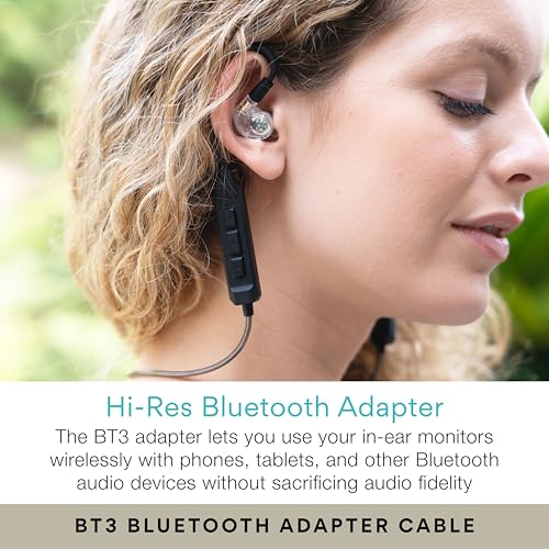 MEE audio M6 PRO Musicians' In-Ear Monitors Wired + Wireless Combo Pack: Includes IEMs, 2 Audio Cables and BT3 Hi-Res Bluetooth Audio Adapter w/aptX, LDAC, Auracast Support, & Built-In Headset (Clear) - color: Clear, style: IEMs + Bluetooth Adapter