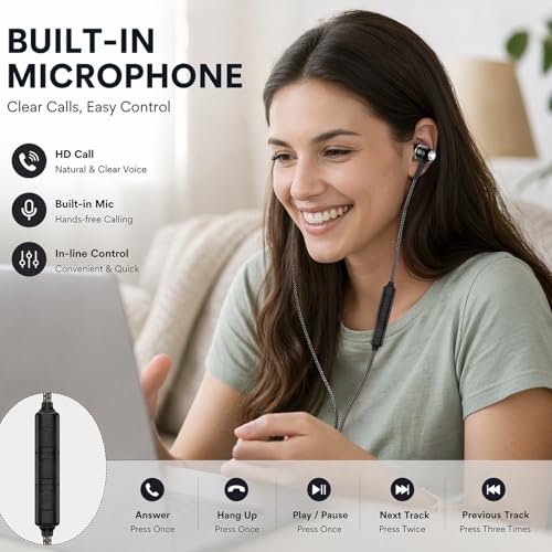 ADOOPE USB-C Wired Earbuds with Microphone, in-Ear Headphones for Android & USB-C Devices, Noise-Isolating Stereo Earphones with Inline Remote for Phone Calls, Music & Video - Black - color: Black