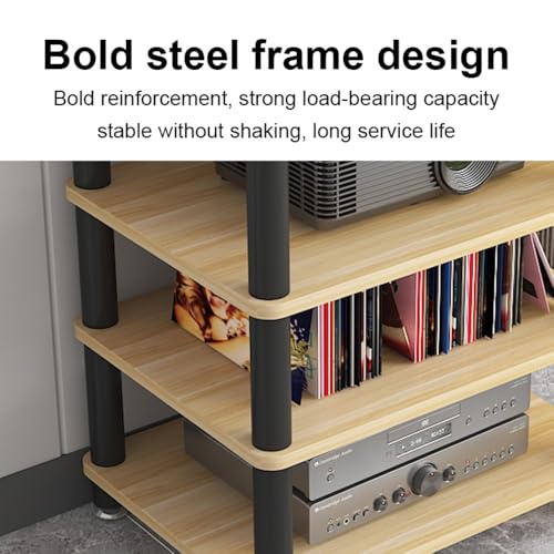Media Storage Cabinet Rack Audio Tower, Modern Audio-Video Media Stand, 1/2/3/4-Tier Media Cabinet, Wood Stereo Cabinet(Black,1 Tier) - color: Black, size: 1 Tier