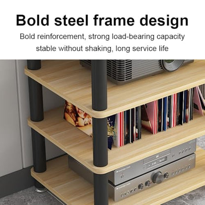 Media Storage Cabinet Rack Audio Tower, Modern Audio-Video Media Stand, 1/2/3/4-Tier Media Cabinet, Wood Stereo Cabinet(Black,1 Tier) - color: Black, size: 1 Tier