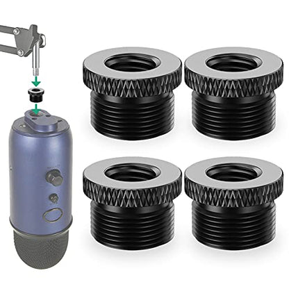 5/8 to 3/8 Adapter Mic Screw Adapter, Metal Screw Thread Adapter 5/8 Male to 3/8 Female for Blue Yeti X/Blue Yeti/Snowball Mic Boom Arm Stand, 4 Pcs (Black) - color: 5/8-3/8