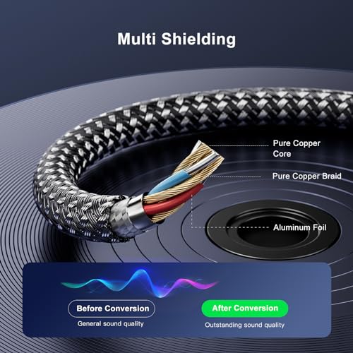 3.5mm to 2RCA Audio Cable, 100ft, Top Series, Nylon-Braided, for Stereo Receiver Speaker, Smartphone, Tablet, HDTV, MP3 Player & More, DY66 - size: 100ft/30M