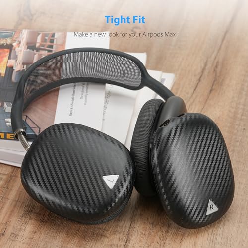 Carbon Fiber Texture Case Cover for AirPods Max Headphone, TPU Anti-Scratch Ear Cup Cover, Protective Skin Accessories for Apple AirPods Max(2024/2020) - Matte Black - color: Matte Black
