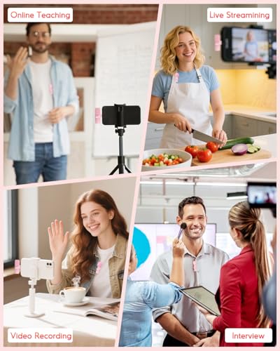 Pink Mini Wireless Microphone for iPhone & Android, Lavalier Microphone with Noise Cancellation, Plug & Play Pink Mic for YouTube, TikTok, Podcast, Live Stream