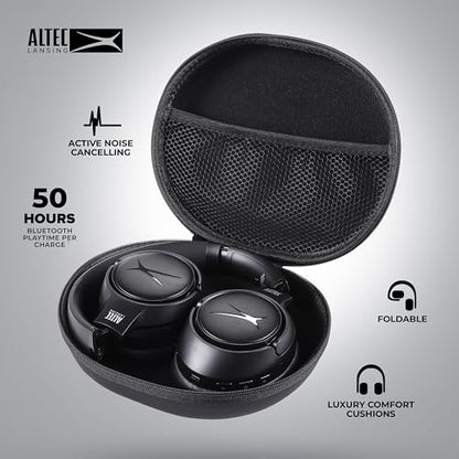 Altec Lansing Comfort Pro Over Ear Bluetooth Headphones, Wireless Noise Cancelling Headphones with ENC, Spatial Audio, 60H Battery, Foldable, Super Low Latency, Voice Assistant Compatible