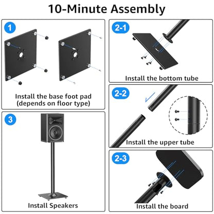 MOUNTUP Universal Speaker Stands Pair for Surround Sound Home Theater, 31" Height Floor Speaker Stands Max 22LBS, Bookshelf Studio Satellite Speakers Fit Klipsch Polk Yamaha, Non Slip Pad Easy Install - size: 31" Height