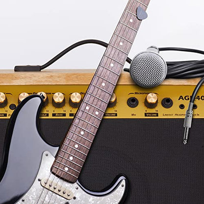 LyxPro 40 Watt Electric Guitar Amplifier | Solid State Studio Amp with 8” 4-Ohm Speaker, Custom EQ Controls, Drive, Delay, ¼” Passive/Active/Microphone Inputs, Aux in & Headphone Jack - Natural - color: Natural, size: 40 Watt