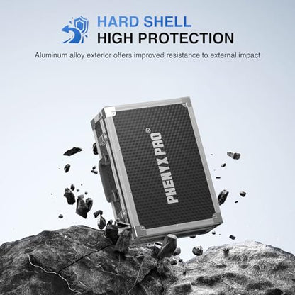 Phenyx Pro Medium Carrying Case with Customizable Pre-Diced Foam PCSE-M | Aluminum Alloy Frame, Protective Gear Storage, Single/Dual Wireless Mic Systems, Equipment Transport - size: Medium (17.1×12.6×4.1 Inch)