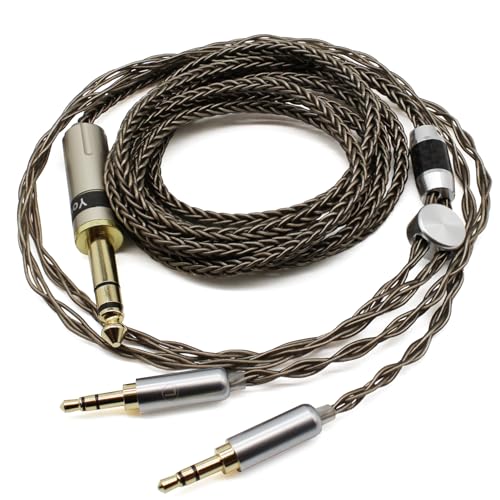 Youkamoo Silver Plated Braided Replacement Audio Upgrade Cable Compatible with Hifiman HE4XX, HE-400i Headphones, 6.35mm to Dual 3.5mm Over-Ear Headphone Cord