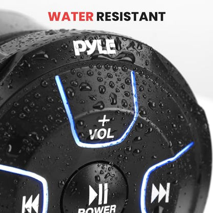 Pyle Amplified Wireless Bluetooth Audio Controller - 300 Watt Bluetooth Media Button, Waterproof Marine Receiver Remote Control W/Aux, Mount for Car Truck Boat Marine Powersport Vehicles - PLMRBT18 - style: receiver
