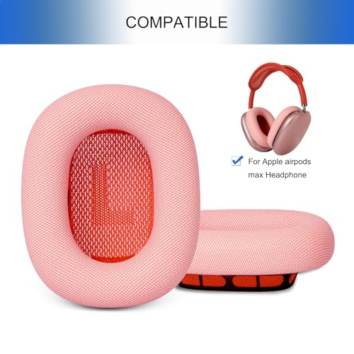 Replacement Ear Cushions for AirPods Max 1 & 2 Generation Apple Headphones | Upgraded Ear Pads APM Cups Cover for Workout with Silicone Gel (Pink) - color: Pink