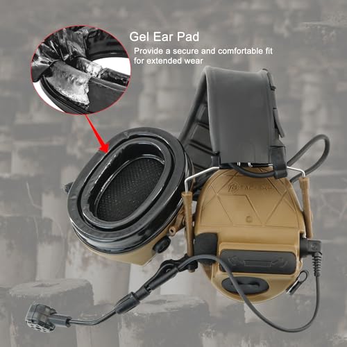 Tactical Headset Hearing Protection Sound Pickup Earmuff+U94 PTT+Detachable 7.0mm Cable for Airsoft Sports-HC5PRO(Coyote Brown) - color: Coyote Brown