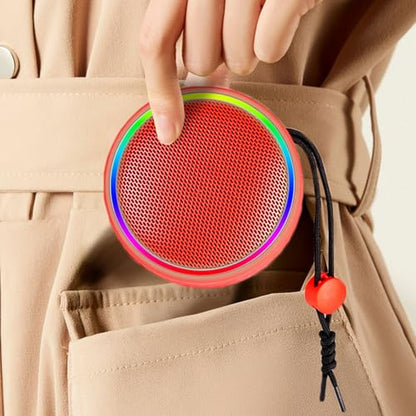 Diyeeni Bluetooth Shower Speaker, IPX6 Water Proof Portable Bluetooth 5.3 Speakers with Suction Cup, Mini Wireless Speaker with RGB Lights, Loud Stereo Sound for Bathroom (Red) - color: Red