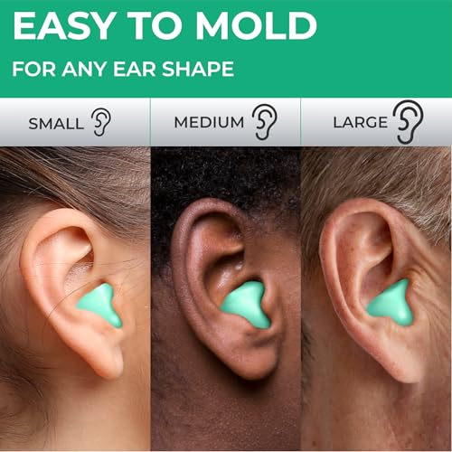Peace&Quiet | PQ Wax Ear Plugs for Sleeping, Swimming - Soft Noise Cancelling Silicone Gel Wax Earplugs for Sleep and Swimmers, Ear Protection with Sound Blocking Level of 32 Db, Color: Green - color: Green