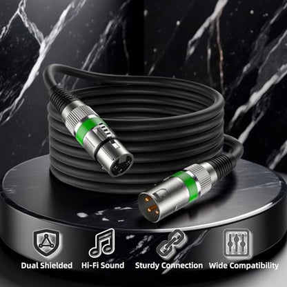 XLR Cables 3ft 6 Pack, XLR Male to Female Microphone Cable - size: 3 feet-6pack