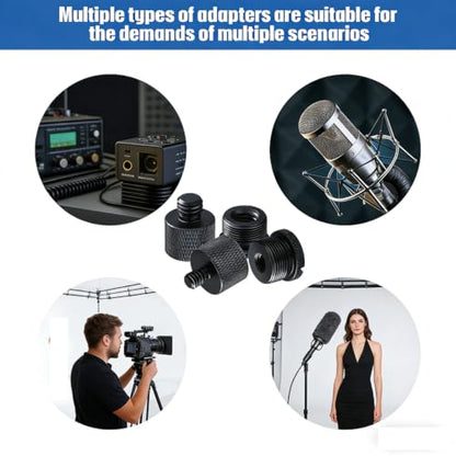 14 Pack Microphone Stand Adapter AluminumAlloy with Extension Tube,3/8 to 5/8 and 1/4 Threaded Screw Mount for Mic Boom Arm,Camera Tripod,Camera Stand Arm,Fill Light,Projector Support Bracket(Black)