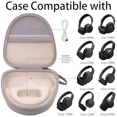 Hard Case for JBL Tune 720BT 520BT 770NC 670NC 510BT, Sand | Travel Case Compatible with JBL Live 770NC 780NC 680NC 670NC Headphones. Hard EVA Shell with Soft Velvet Lining. Case Only - color: Sand Case