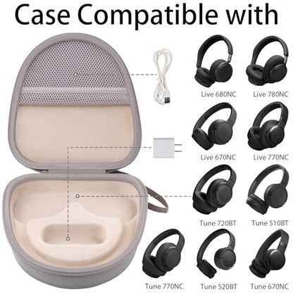 Hard Case for JBL Tune 720BT 520BT 770NC 670NC 510BT, Sand | Travel Case Compatible with JBL Live 770NC 780NC 680NC 670NC Headphones. Hard EVA Shell with Soft Velvet Lining. Case Only - color: Sand Case