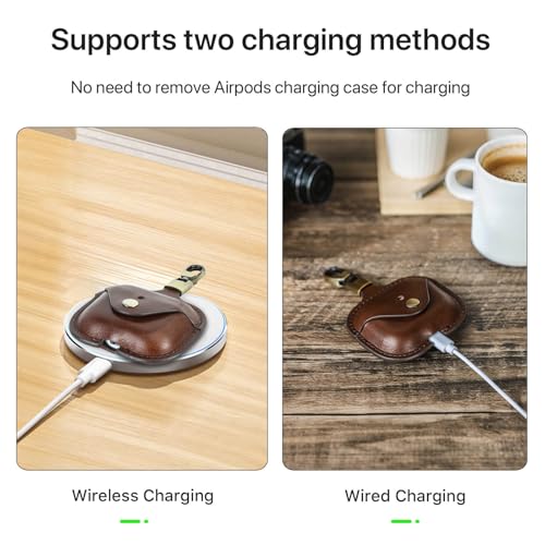 Hiram Leather Case Replacement for Airpods Pro 3 2025,Vegetable Tanned Leather Portable Travel Case Compatible with Airpods Pro 3,Headphone Cases Replacement for AirPods Pro 3 Charging(Coffee) - color: Dark Brown