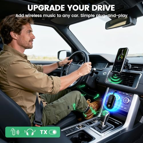 Dual Link Airplane Bluetooth 5.4 Transmitter & Receiver 2-in-1 Bluetooth Adapter Airplane Travel Essentials Wireless Receiver 3.5MM AUX Jack Adapter on TV/Flight/Gym/Car Stereo