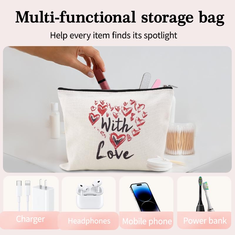 Valentines Day Makeup Cosmetic Bag Heart Toiletry Bag Pouch Engagement Anniversary Wedding Gifts Bags for Womens Wife Girlfriend Fiancee Love You Gift Gf Proposal Gifts Travel Make Up Bags Organizer - color: Heart Toiletry Bag Pouch
