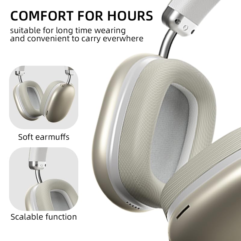 BT1638 Over-Ear Wireless Headphones, Premium Padded Headband, Champagne USB-C Charging, Bluetooth Headphones， Long Endurance Flight of up to 40 Hours，Fashionable and Colorful (Gold) - color: Gold