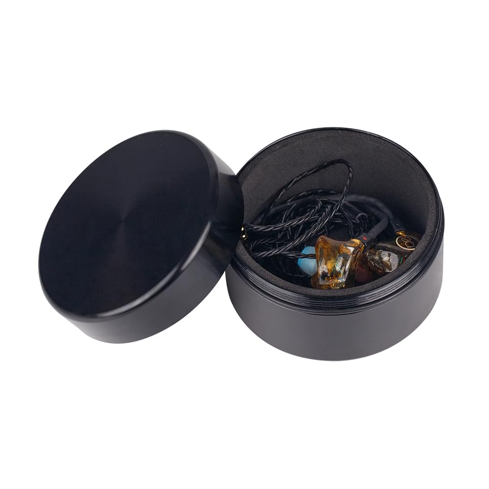Soundlink Aluminum Alloy Earphone Case Waterproof in Ear Monitor Storage Box with Sponge Lining(Black) - color: Black