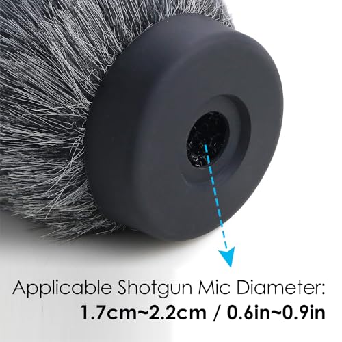 YOUSHARES NTG Furry Microphone Wind Shield - Windscreen/Windmuff for Rode VideoMic NTG and Microphones with Maximum Slot Length of 100mm (3.9") and Diameter of 18-24mm （Shag, Gray）