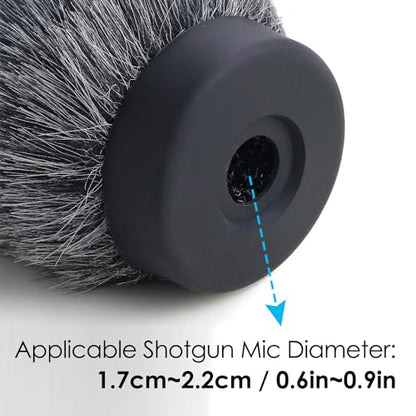 YOUSHARES NTG Furry Microphone Wind Shield - Windscreen/Windmuff for Rode VideoMic NTG and Microphones with Maximum Slot Length of 100mm (3.9") and Diameter of 18-24mm （Shag, Gray）